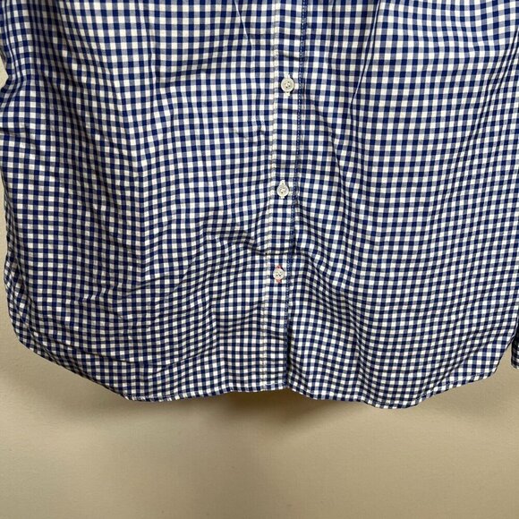 J.Mclaughlin Gingham Button Up Shirt Size 14 Blue Cotton Preppy Work Office - Picture 6 of 9